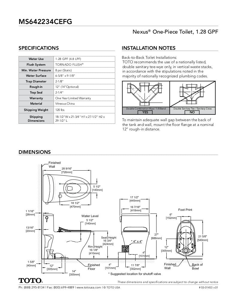 Nexus One-Piece Toilet, 1.28 GPF, Elongated Bowl - Slim Seat