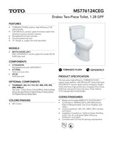 Drake Two-piece Toilet, 1.28 GPF, Elongated Bowl