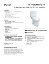 Drake Two-piece Toilet, 1.6 GPF, Elongated Bowl - Universal Height - 10inch Rough-In