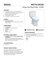Drake Two-piece Toilet, 1.6 GPF, Elongated Bowl