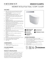NEOREST AS Dual Flush Toilet - 1.0 GPF & 0.8 GPF