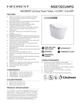 NEOREST LS Dual Flush Toilet - 1.0 GPF & 0.8 GPF