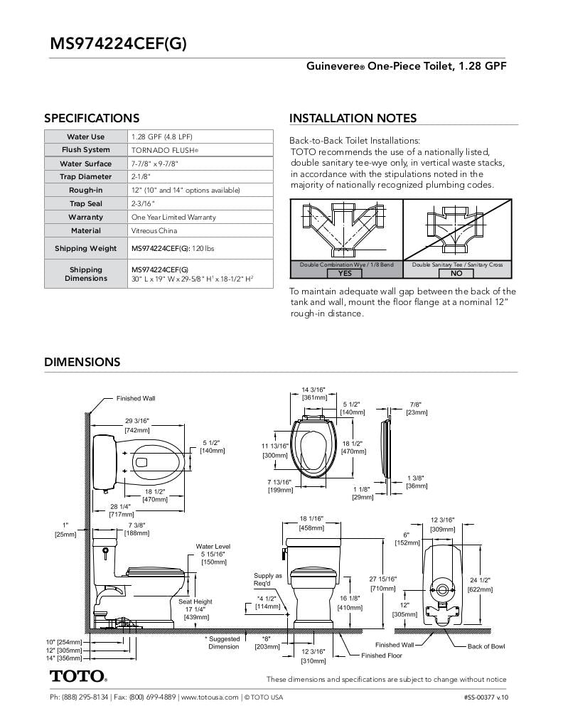Guinevere One-Piece Toilet, 1.28 GPF, Elongated Bowl