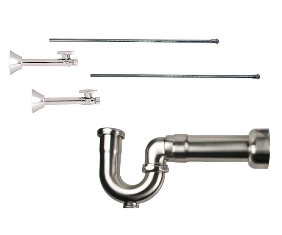 Lavatory Supply Kit - Brass Oval Handle with 1/4 Turn Ball Valve (MT317-NL) - Straight Sweat, Massachusetts P-Trap