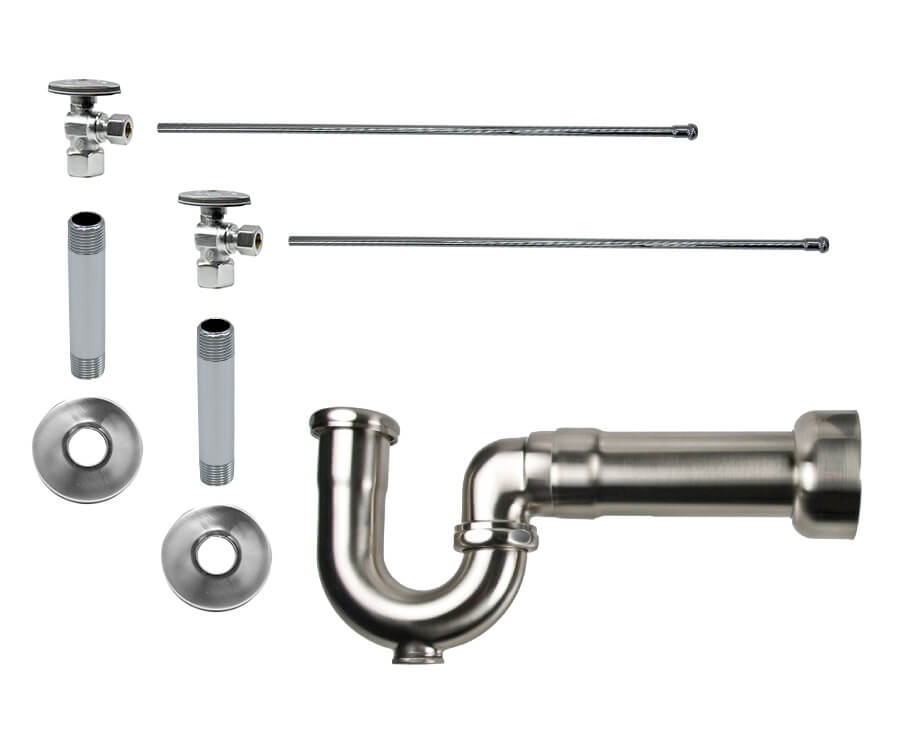 Lavatory Supply Kit - Brass Oval Handle with 1/4 Turn Ball Valve (MT401-NL) - Angle, Massachusetts P-Trap