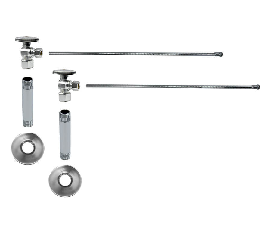 Lavatory Supply Kit - Brass Oval Handle with 1/4 Turn Ball Valve (MT401-NL) - Angle, No Trap