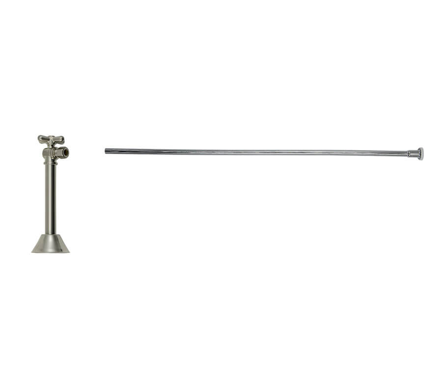 Toilet Supply Kit - Brass Cross Handle with 1/4 Turn Ball Valve (MT629-NL) - Angle Sweat, Flat Head Riser