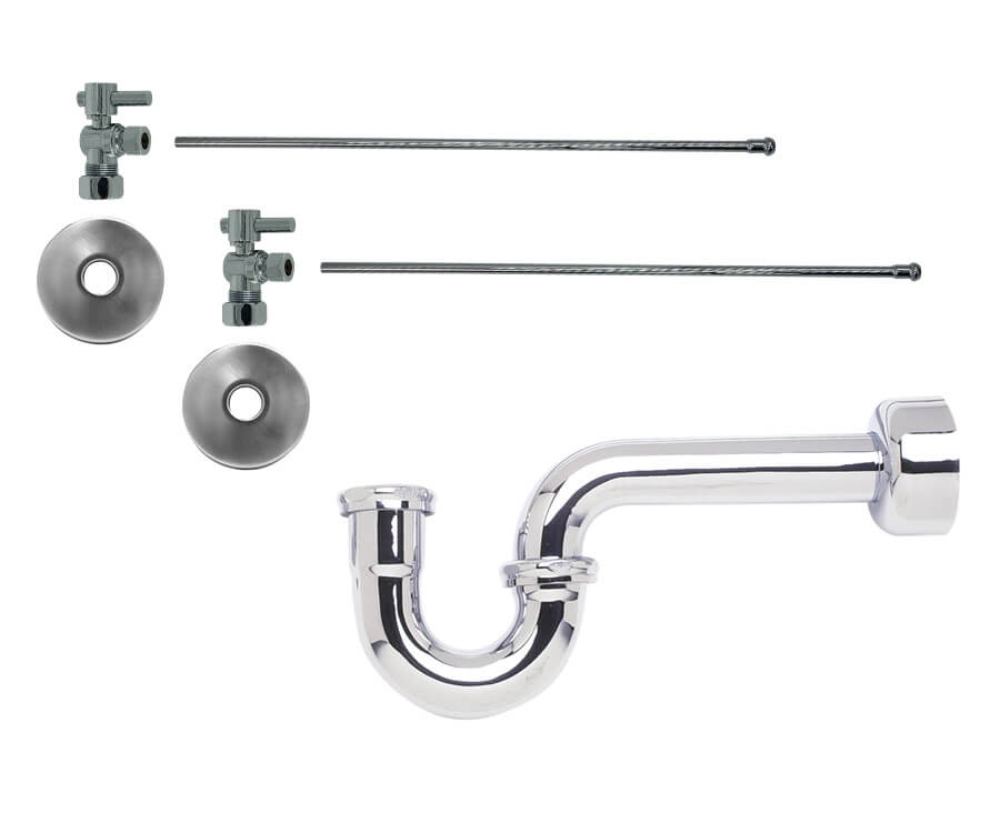 Lavatory Supply Kit - Mini Lever Handle with 1/4 Turn Ball Valve (MT521-NL) - Angle, P-Trap 1-1/4"