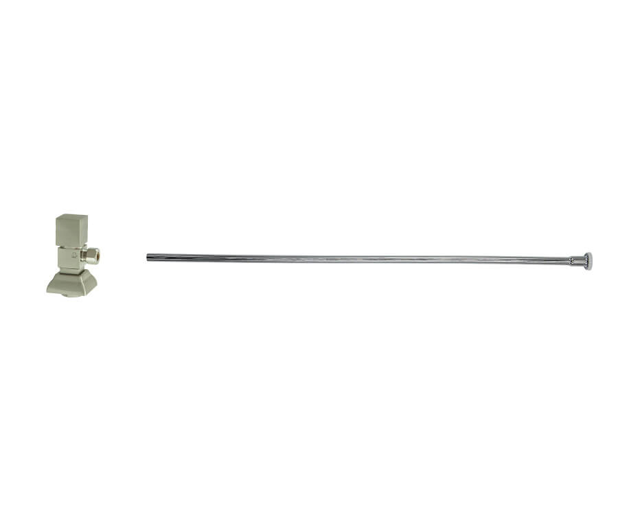 Toilet Supply Kit - Contemporary Square Handle with 1/4 Turn Ceramic Disc Cartridge Valve (MT5004-NL) - Angle, Flat Head Riser
