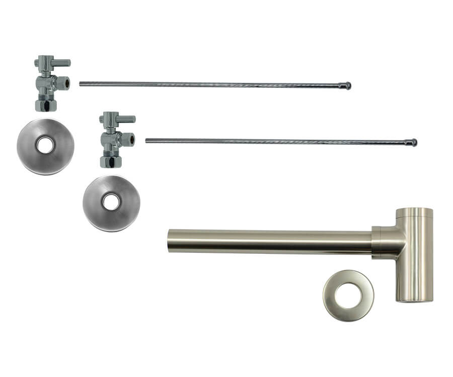 Lavatory Supply Kit - Mini Lever Handle with 1/4 Turn Ball Valve (MT521-NL) - Angle, Round Bottle Trap