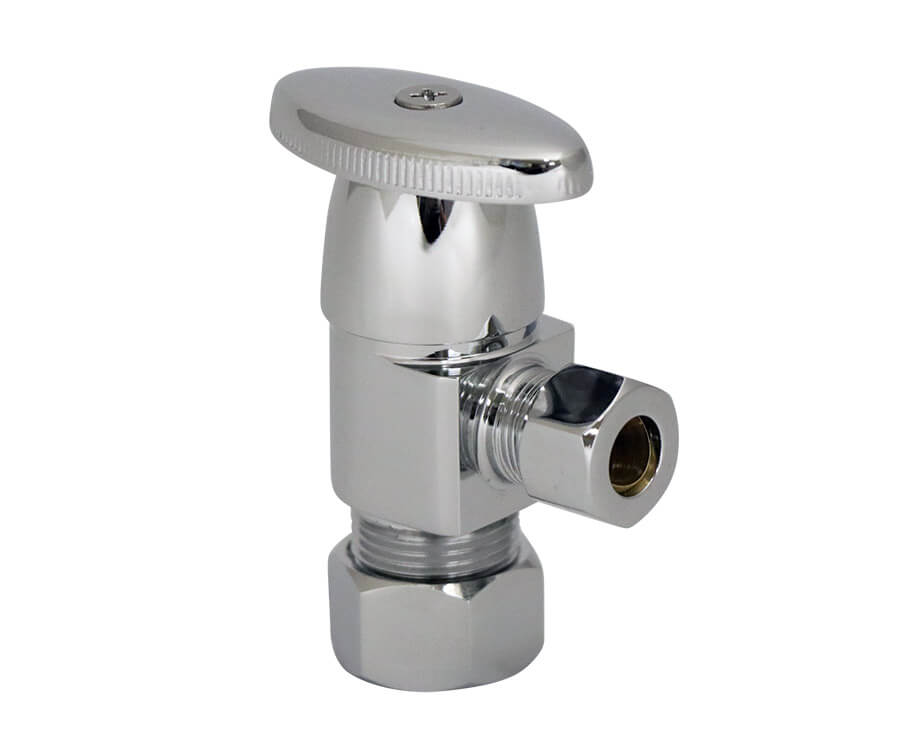Brass Oval Handle with 1/4 Turn Ceramic Disc Cartridge Valve - Lead Free - Angle (1/2" Compression)