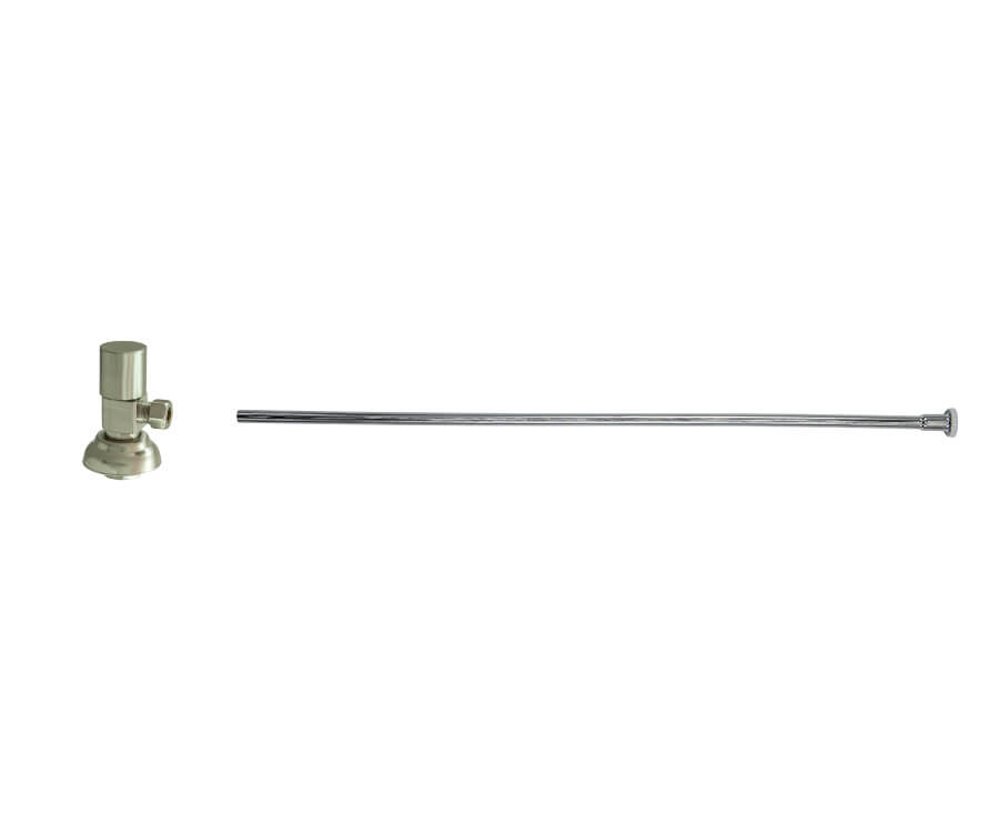 Toilet Supply Kit - Contemporary Round Handle with 1/4 Turn Ceramic Disc Cartridge Valve (MT6004-NL) - Angle, Flat Head Riser