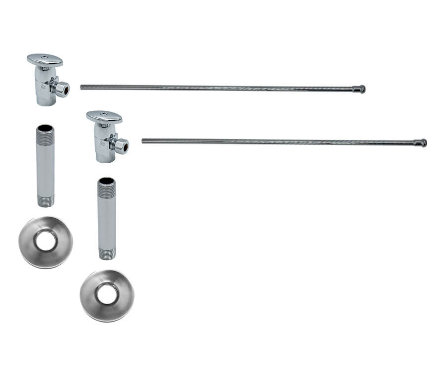 Lavatory Supply Kit - Brass Oval Handle with 1/4 Turn Ceramic Disc Cartridge Valve (MT6001-NL) - Angle, No Trap