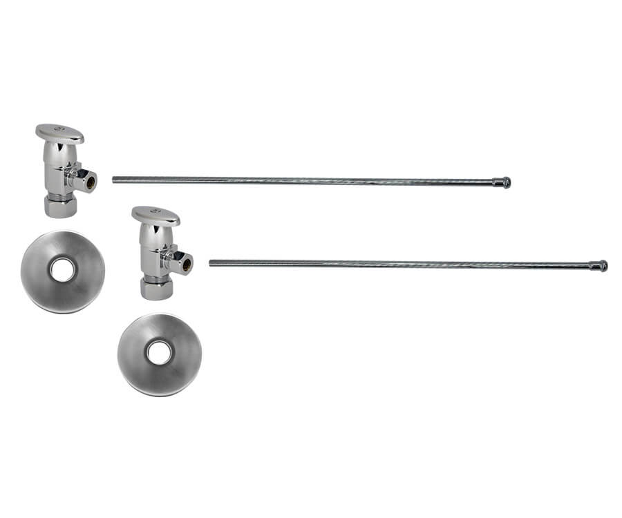 Lavatory Supply Kit - Brass Oval Handle with 1/4 Turn Ceramic Disc Cartridge Valve (MT6003-NL) - Angle, No Trap