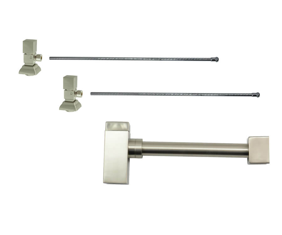 Lavatory Supply Kit - Contemporary Square Handle with 1/4 Turn Ceramic Disc Cartridge Valve (MT5004-NL) - Angle, Square Bottle Trap