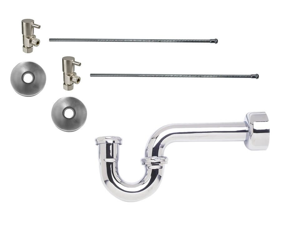 Lavatory Supply Kit - Contemporary Lever Handle with 1/4 Turn Ceramic Disc Cartridge Valve (MT5003L-NL) - Angle, P-Trap 1-1/2"