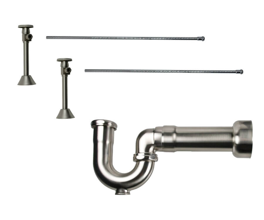 Lavatory Supply Kit - Brass Oval Handle with 1/4 Turn Ceramic Disc Cartridge Valve (MT6160-NL) - Angle Sweat, Massachusetts P-Trap