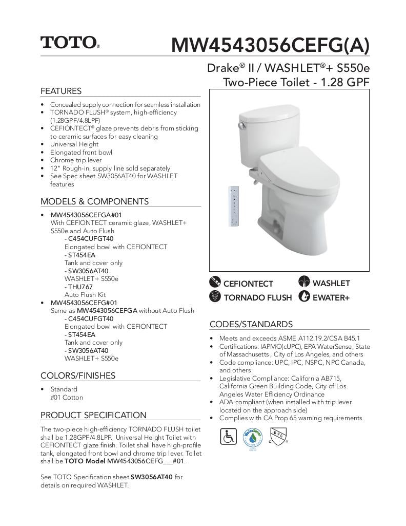 Drake IIWASHLET + C100 Two-Piece Toilet - 1.28 GPF