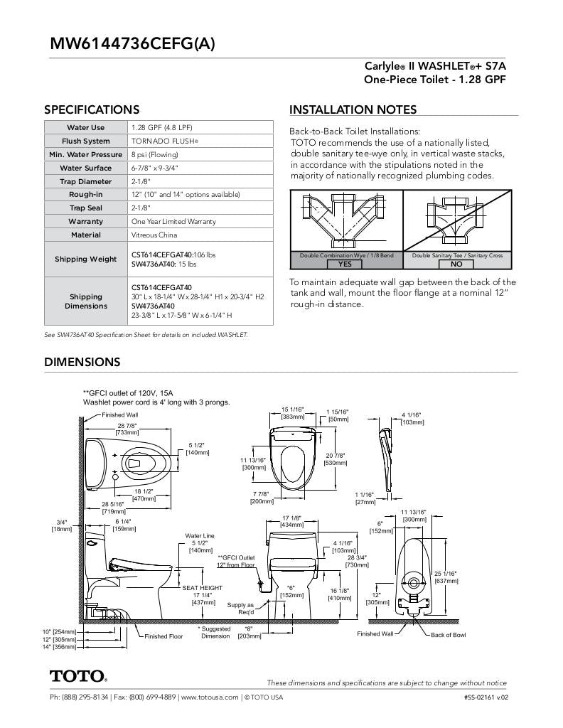 CARLYLE II -WASHLET + C5 One-Piece Toilet - 1.28 GPF