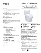 Nexus 1G -WASHLET + C2 One-Piece Toilet - 1.0 GPF