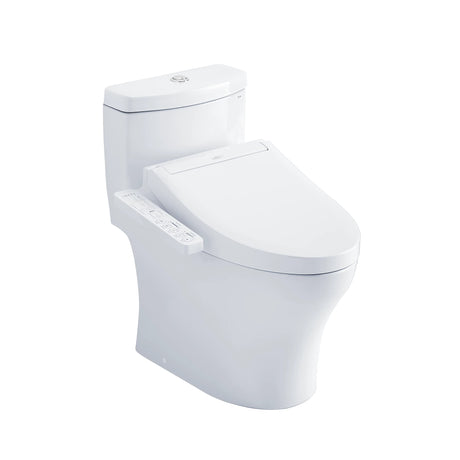 TOTO Aquia IV One-Piece Toilet, Dual Flush 1.28 & 0.8 GPF, Elongated, Skirted, WASHLET+ Connection, Cotton White