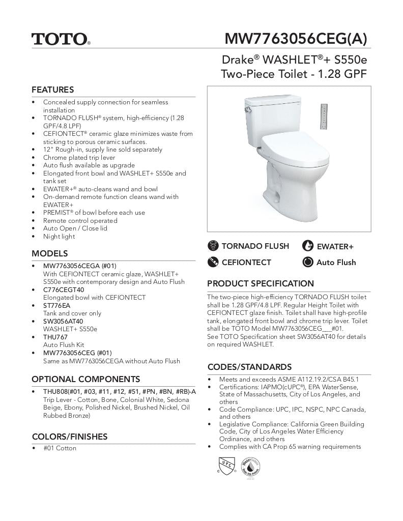 Drake WASHLET + C5 Two-Piece Toilet - 1.28 GPF