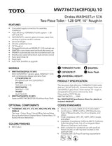 Drake WASHLET + S7A Two-Piece Toilet - 1.28 GPF - Universal Height - 10inch Rough-in