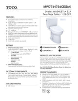 Drake WASHLET + S7A Two-Piece Toilet - 1.28 GPF
