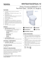 Drake TransitionalWASHLET + S7 Two-Piece Toilet - 1.28 GPF - Universal Height - 10inch Rough-in