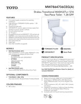 Drake TransitionalWASHLET + S7A Two-Piece Toilet - 1.28 GPF