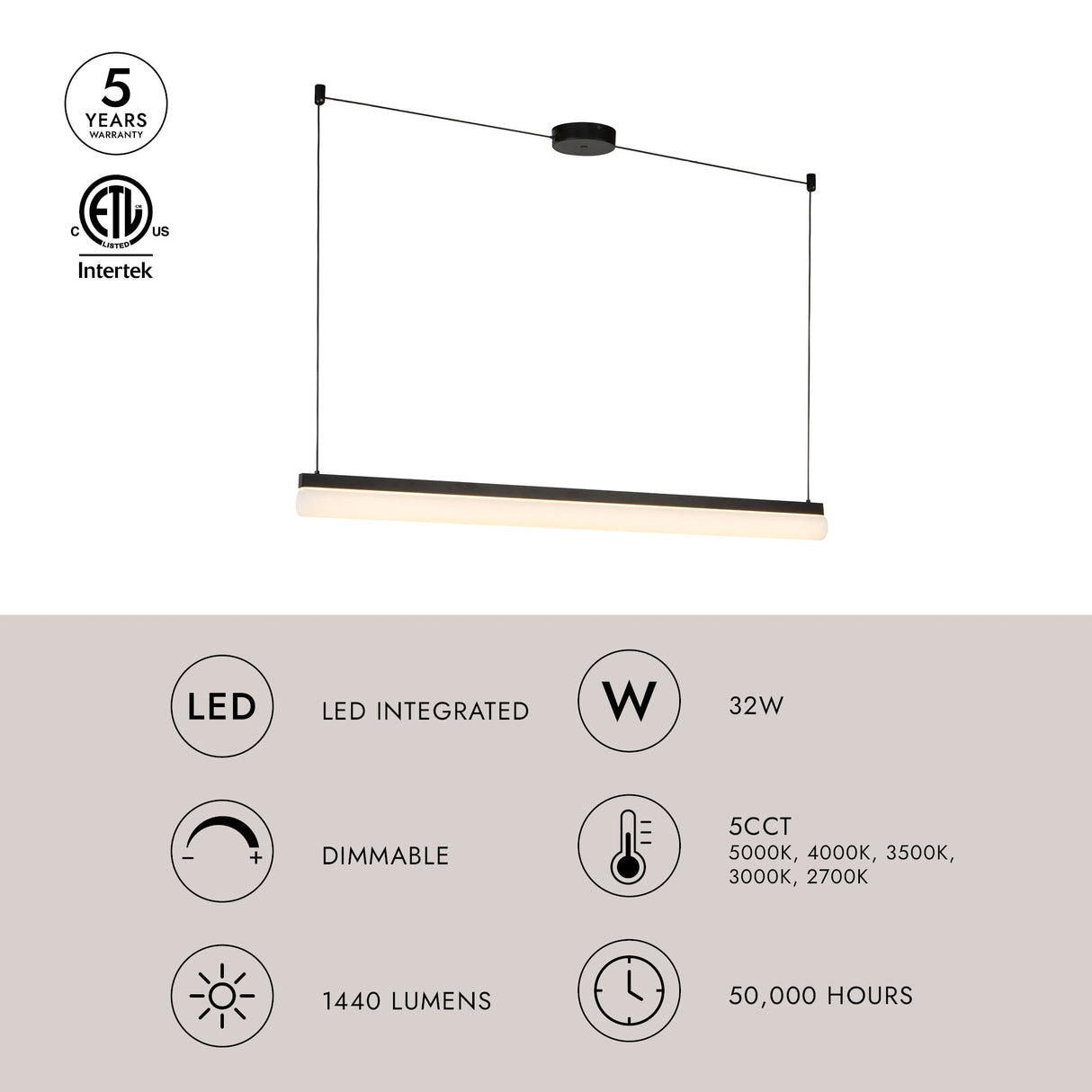 Kuzco Nio 45-in Linear Pendant