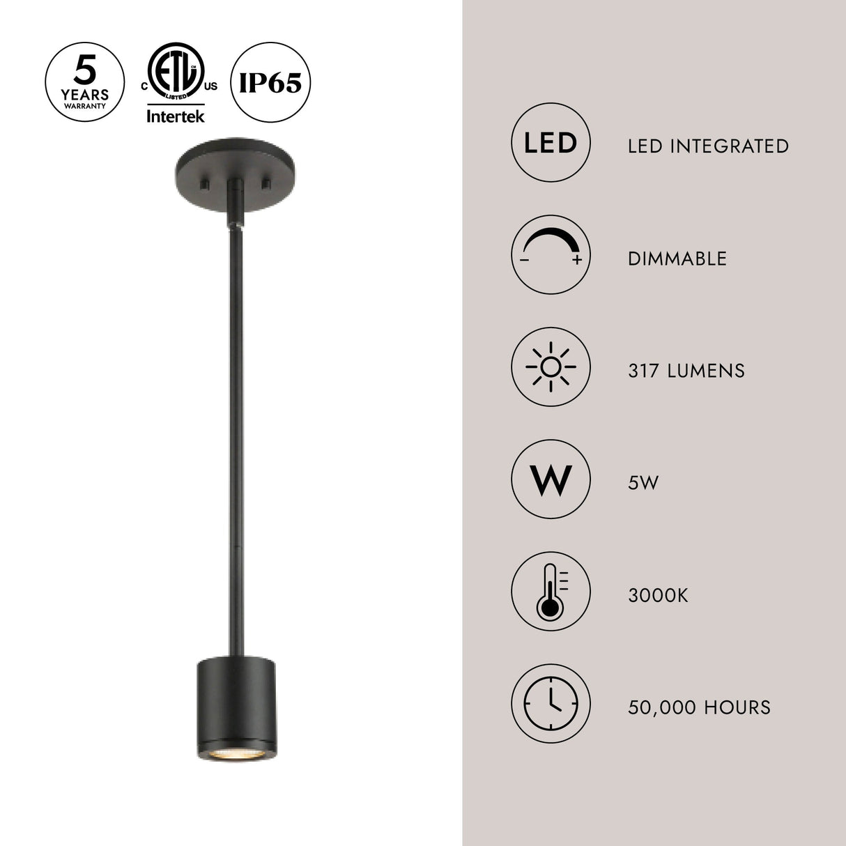 Kuzco Architectural Nordic 3-in (2-in Dia.) Exterior Pendant
