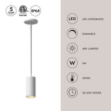 Kuzco Architectural Nordic 5-in (2-in Dia.) Exterior Pendant