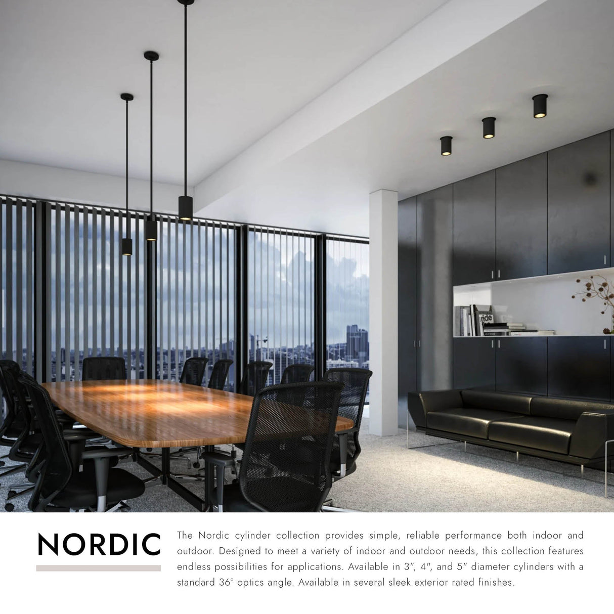 Kuzco Architectural Nordic 5-in (3-in Dia.) Exterior Pendant