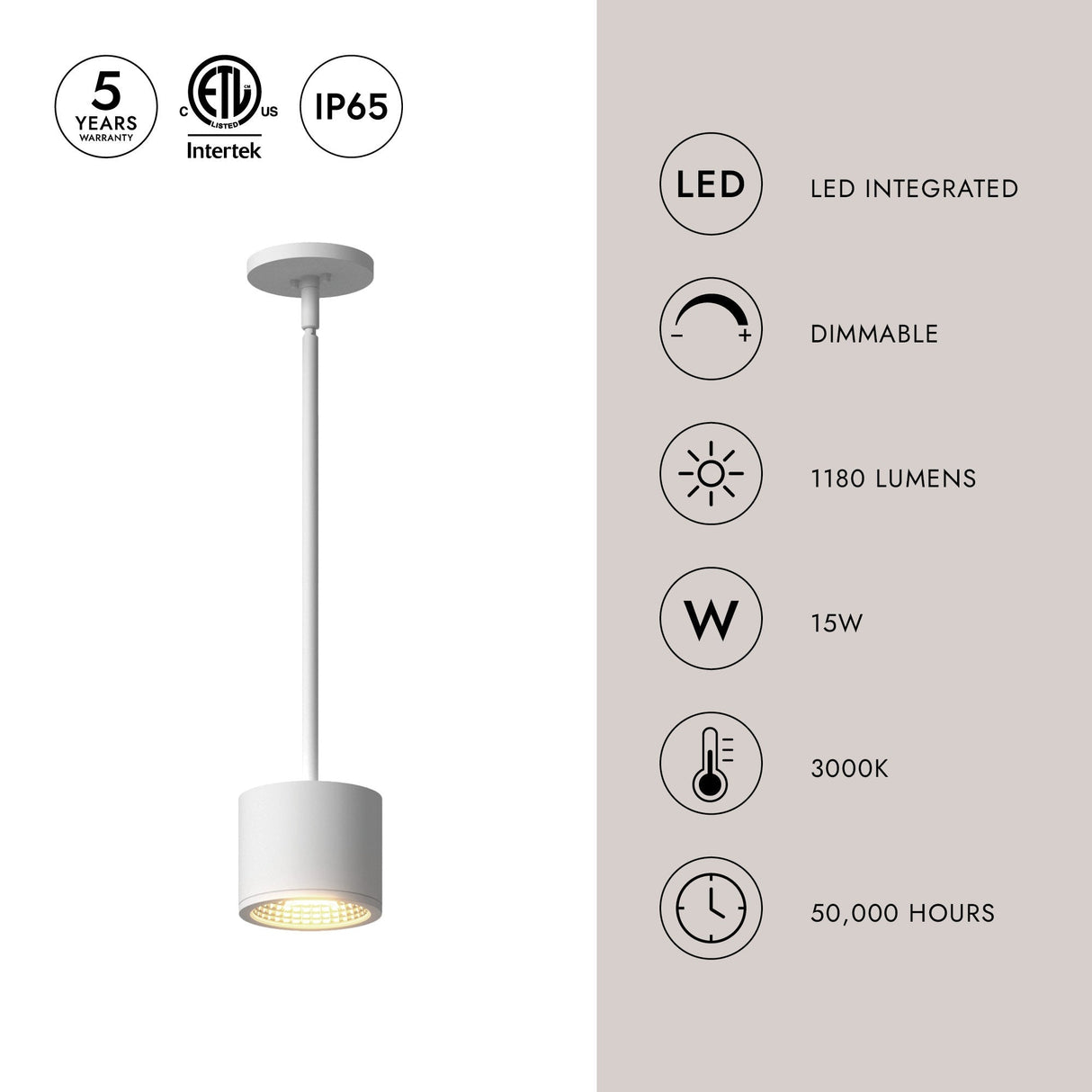 Kuzco Architectural Nordic 4-in (5-in Dia.) Exterior Pendant