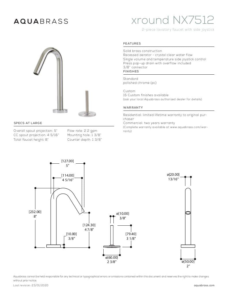 2-piece lavatory faucet with side joystick