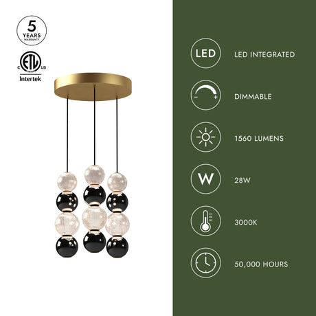 Alora Onyx 3 Head Multi Pendant