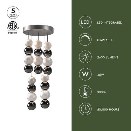 Alora Onyx 5 Head Multi Pendant