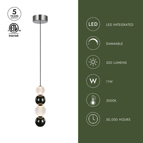 Alora Onyx 5-in Pendant