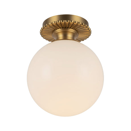 Otis 8-in semi-flush ceiling light in Brushed Gold, angled view of the decorative canopy