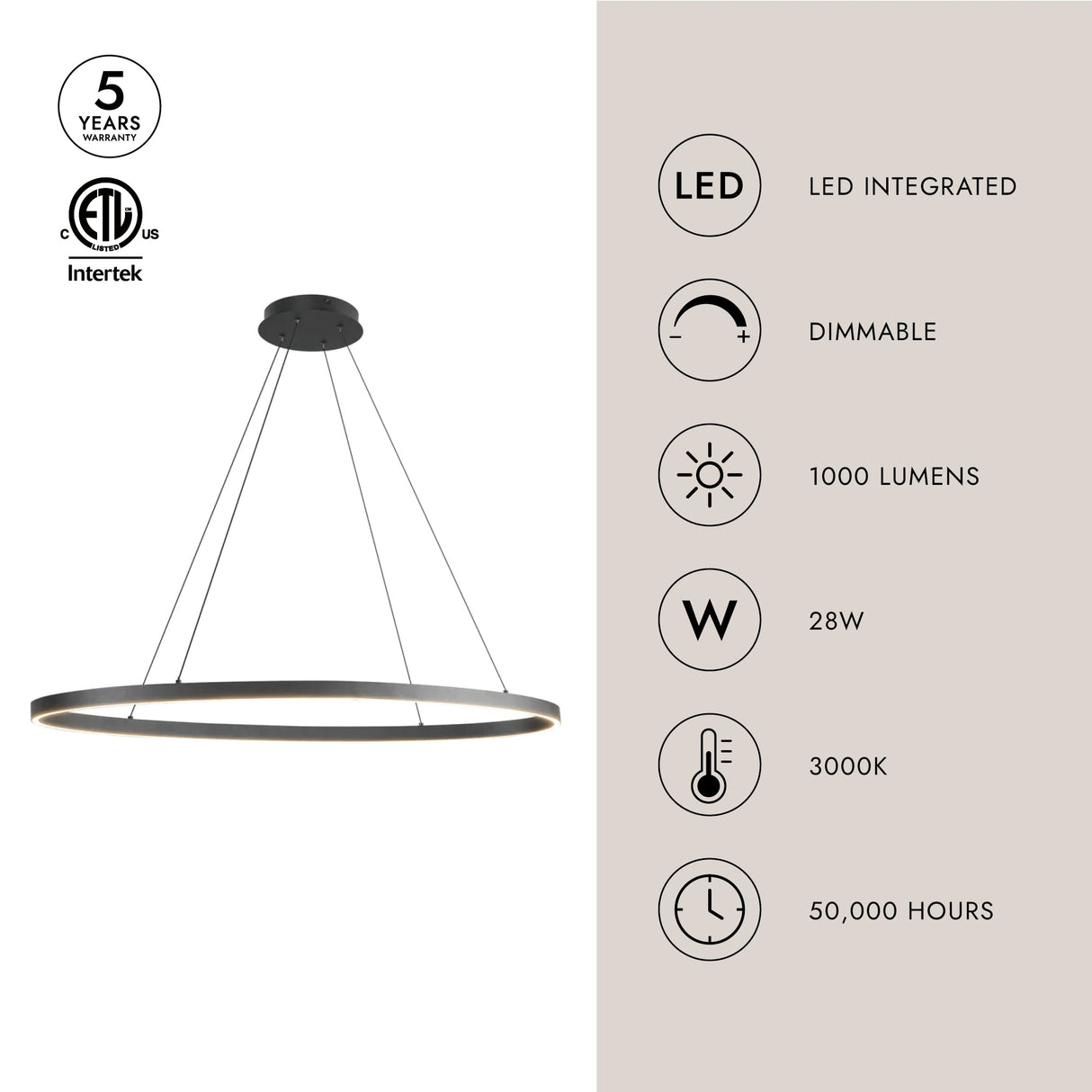 Kuzco Ovale 40-in Linear Pendant