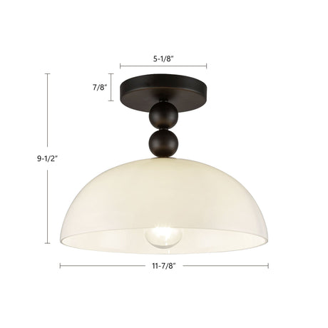 Paisley semi-flush mount in Matte Black with height and width dimensions