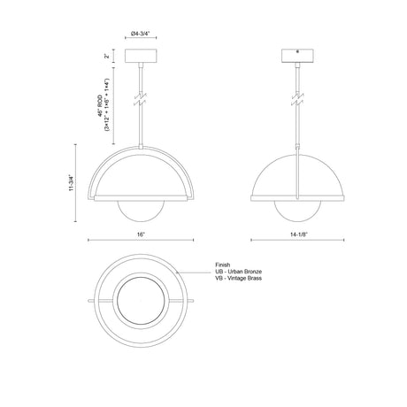 Kuzco Bowery 16-in Pendant