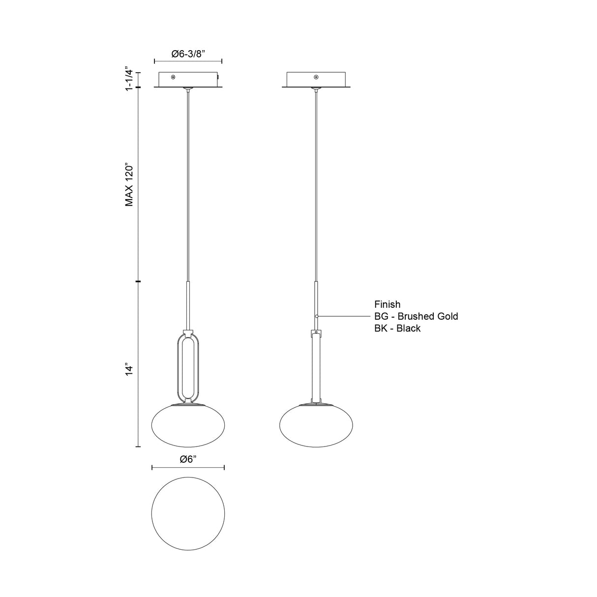 Kuzco Tavira 6-in Pendant