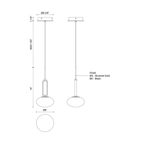 Kuzco Tavira 6-in Pendant
