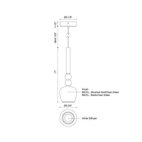 Kuzco Rise 6-in Pendant
