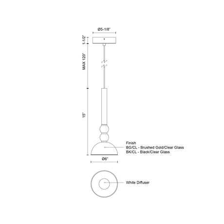 Kuzco Rise 6-in Pendant