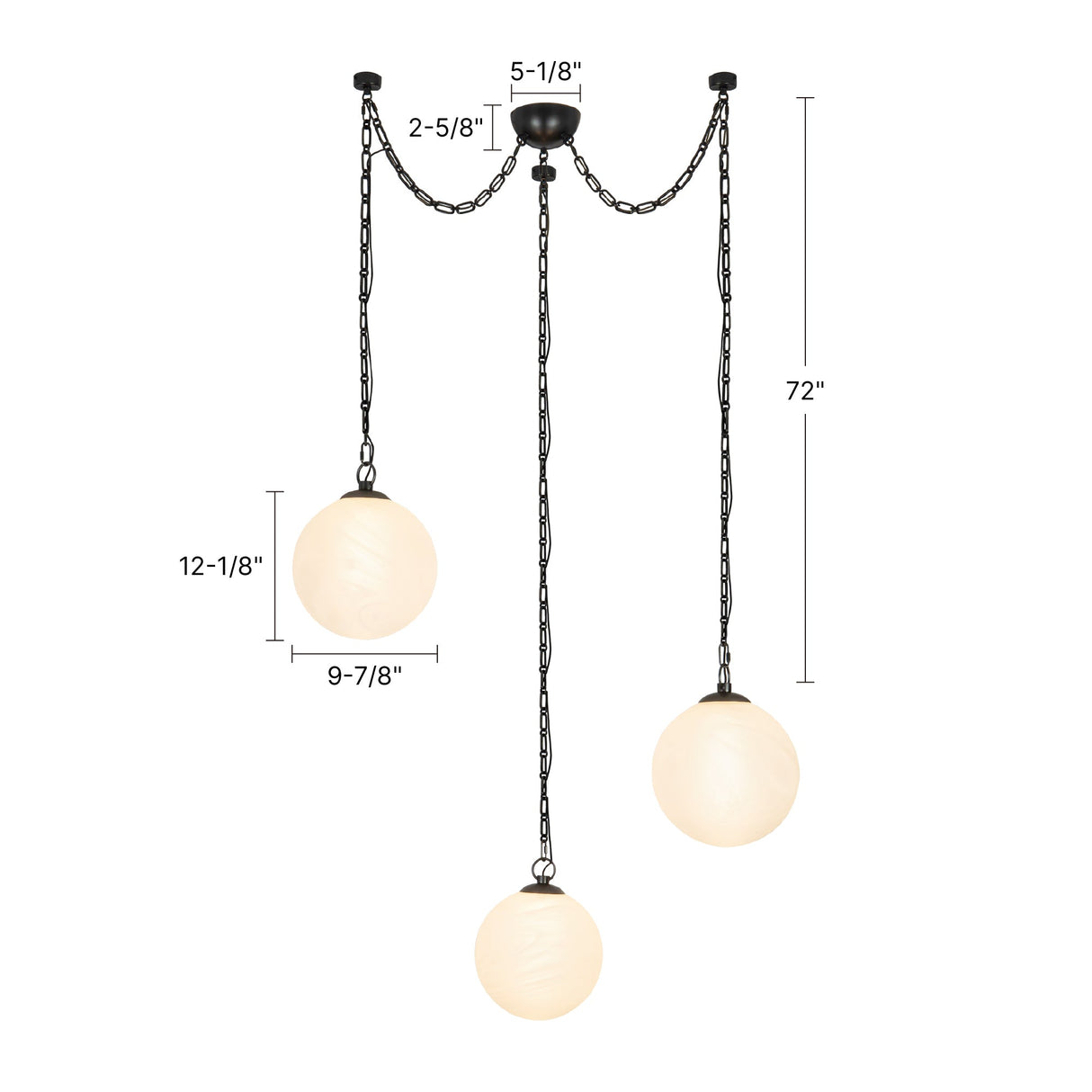 Alora Petra 12-in 3-Head Chandelier
