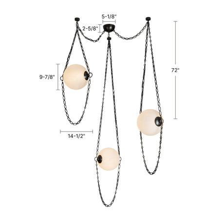 Alora Petra 10-in 3-Head Chandelier