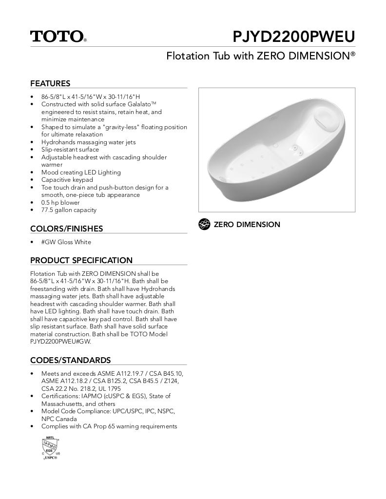 Flotation Tub With ZERO DIMENSION